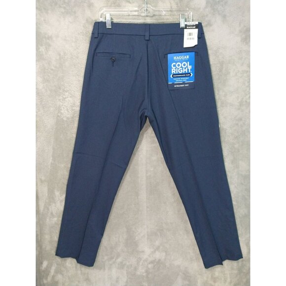 Haggar Pants Mens 34x29 Navy Blue Straight Fit Cool Right Performance Flex Golf - Picture 2 of 12